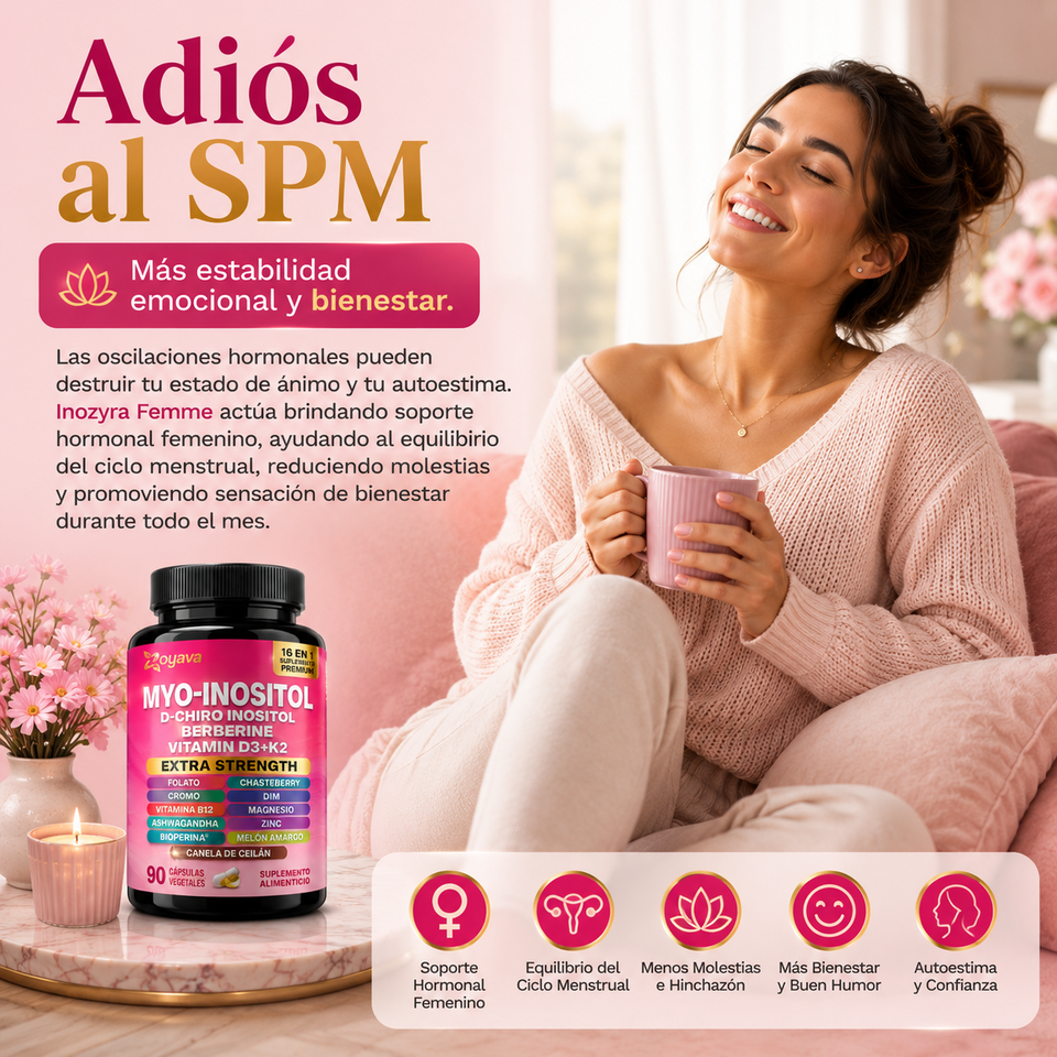 Myo-Inositol D-Chiro, Inositol, Berberine, Vitaminas D3 K2 Extra Strength 90 Cápsulas
