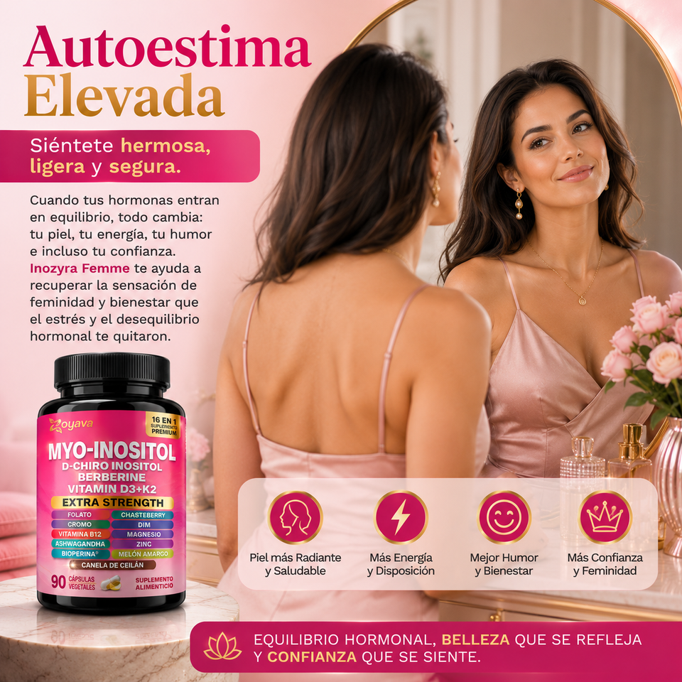 Myo-Inositol D-Chiro, Inositol, Berberine, Vitaminas D3 K2 Extra Strength 90 Cápsulas