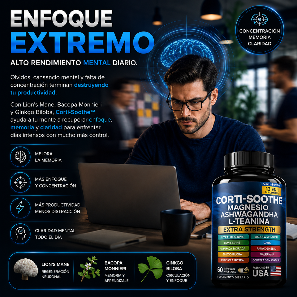 Corti-Soothe Enfoque, Relajación y Control del Estrés Extra Strength 60 Cápsulas