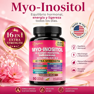 Myo-Inositol D-Chiro, Inositol, Berberine, Vitaminas D3 K2 Extra Strength 90 Cápsulas