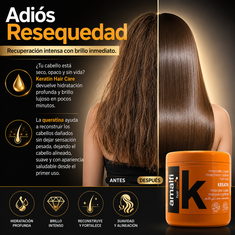 Keratin Hair Care Reconstrucción Profunda Para Cabellos Sin Vida 500ml