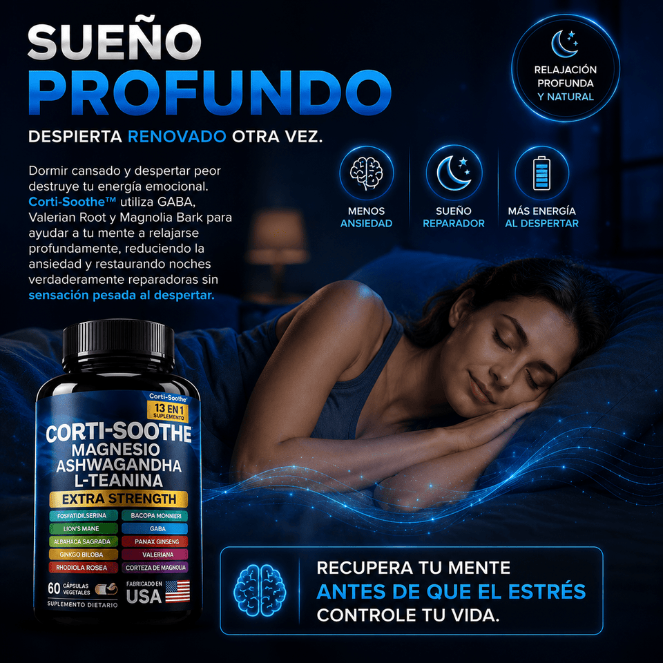Corti-Soothe Enfoque, Relajación y Control del Estrés Extra Strength 60 Cápsulas - Selecto Store España