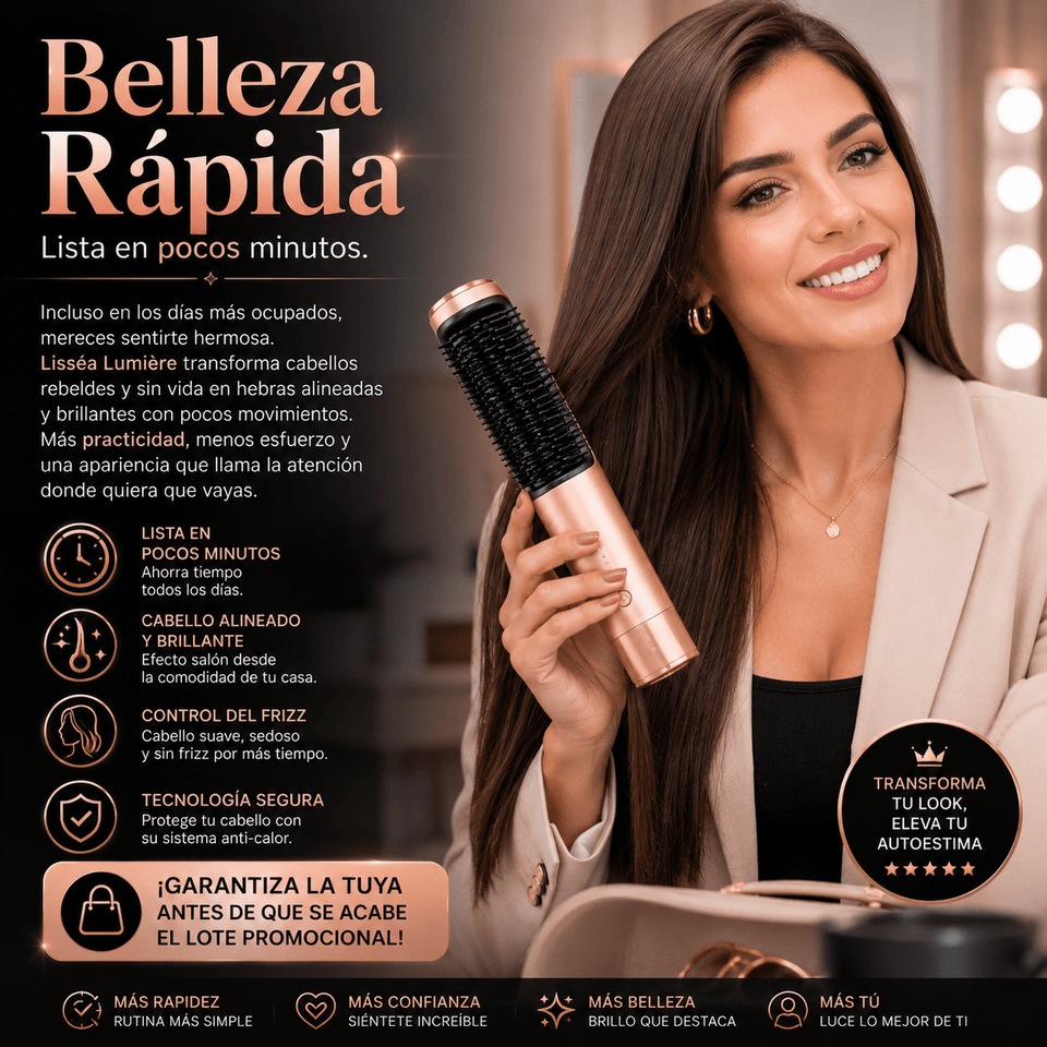 Lisséa Lumière Cepillo Alisador Inteligente Anti - Frizz 2 en 1 - Selecto Store España