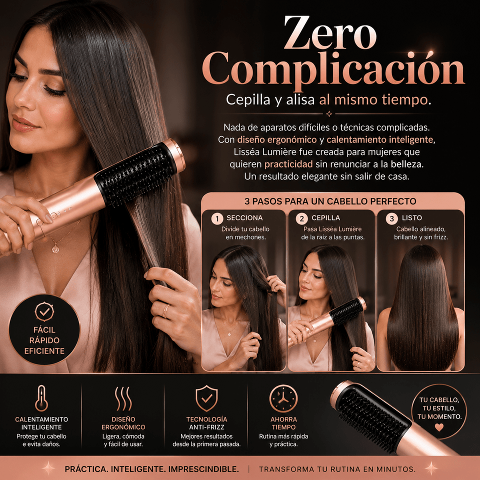Lisséa Lumière Cepillo Alisador Inteligente Anti - Frizz 2 en 1 - Selecto Store España