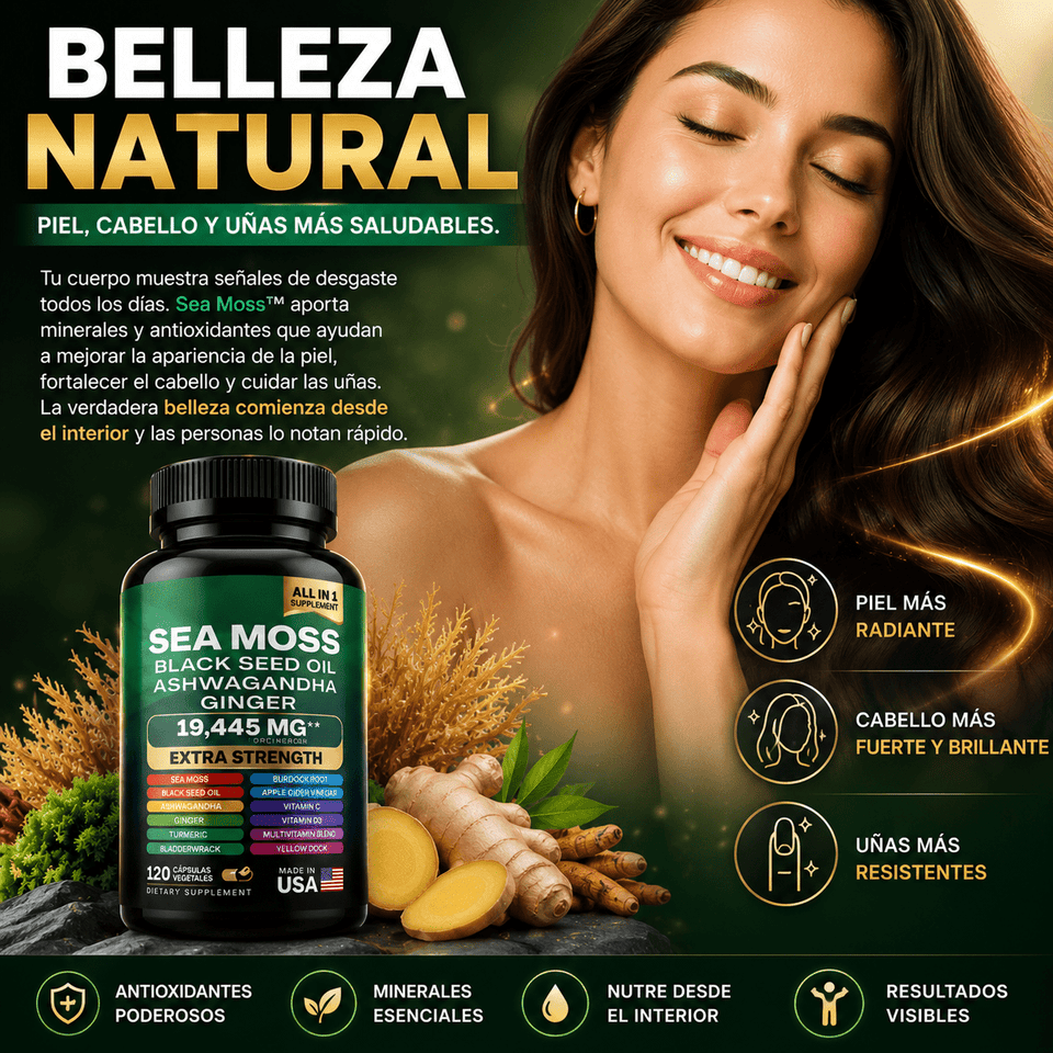 Sea Moss Extra Strength 19,445mg Energía, Inmunidad y Enfoque Mental 120 Cápsulas - Selecto Store España